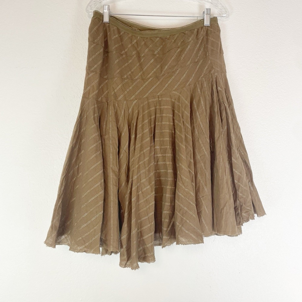Fossil Midi Skirt Womens 12 A-line Fairy Grunge Boho Indie Brown Silver 90s Y2K